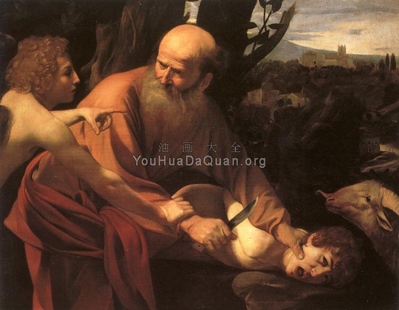 艾萨克的献祭 - 米开朗基罗·梅里西·德·卡拉瓦乔