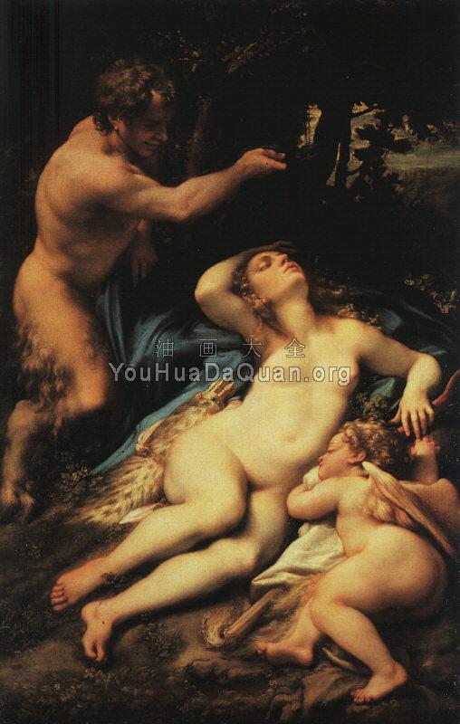 Venus and Cupid with a Satyr - 科雷乔