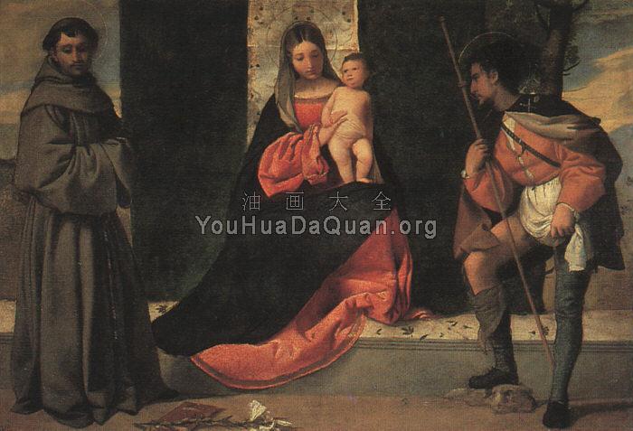 Madonna with the Child, St Anthony of Padua and St Roch - 乔尔乔内