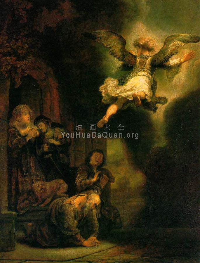 The Archangel Leaving the Family of Tobias - 伦勃朗