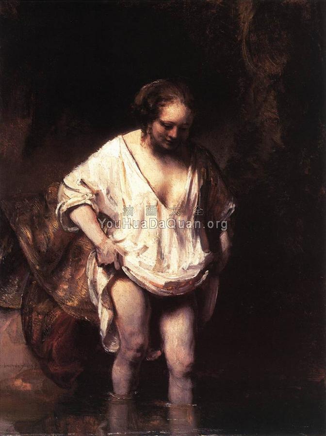 A Woman Bathing in a Stream - 伦勃朗