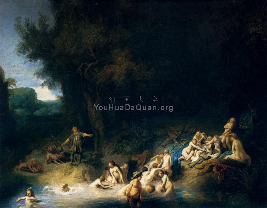 Diana Bathing with her Nymphs - 伦勃朗