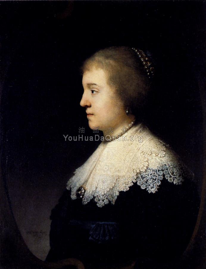 Portrait of Amalia van Solms - 伦勃朗