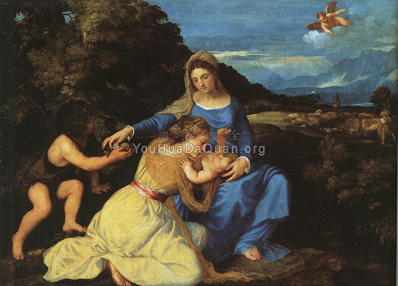 Madonna and Child with the Young St. John the Baptist and St. Catherine - 提香